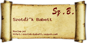 Szoták Babett névjegykártya